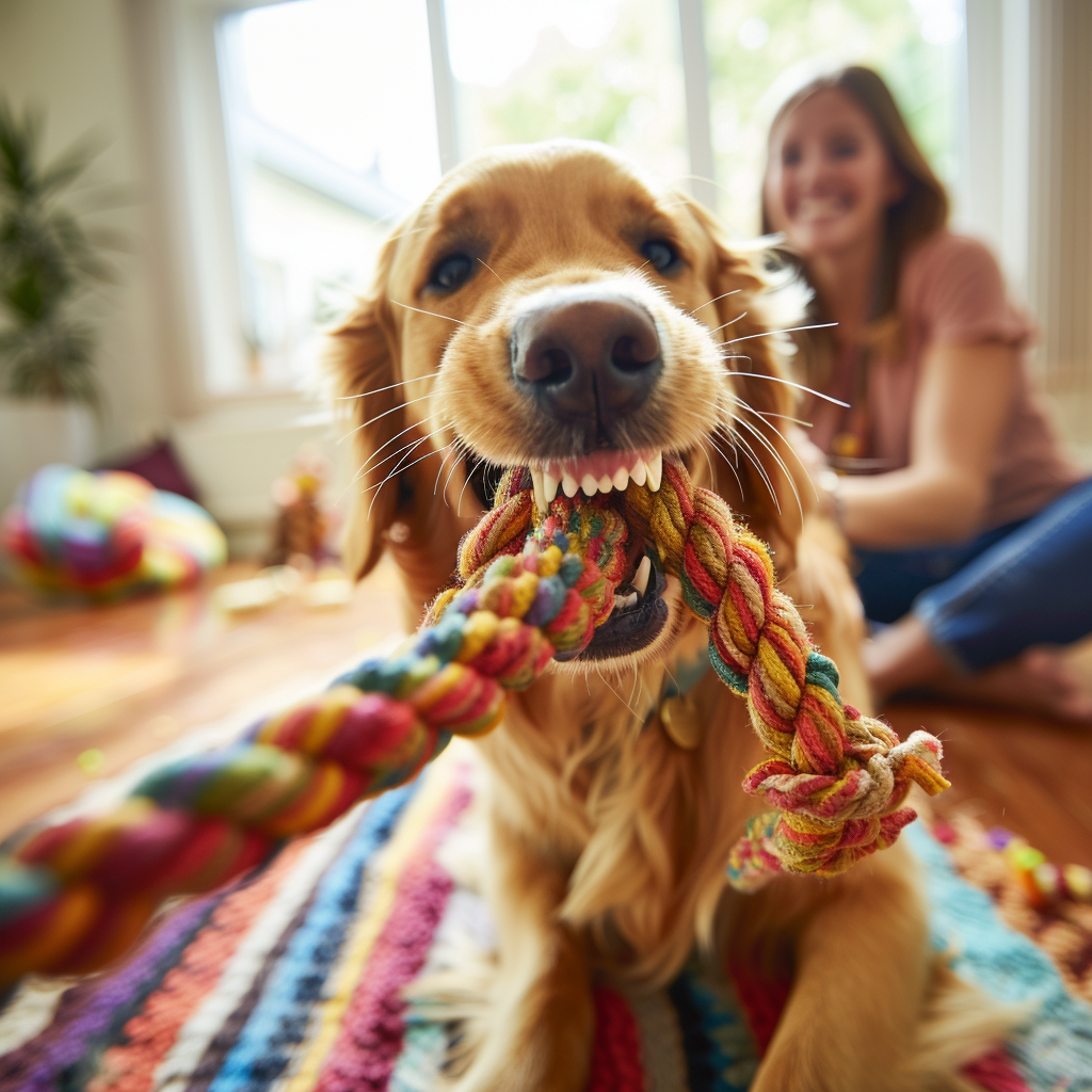 Tug of war: Indoor Engaging Activities for Your Dog During the Rainy Season