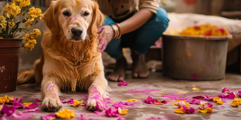 Cleaning your dog after Holi Celebrations