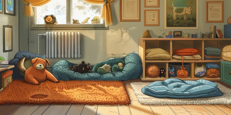 Perfect Cozy Space for Your Dog: blankets and soft toys