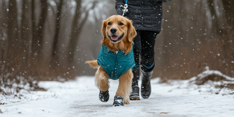 cheerful dog walking confidently